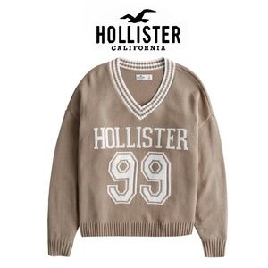Hollister Oversized V-Neck Logo Sweater